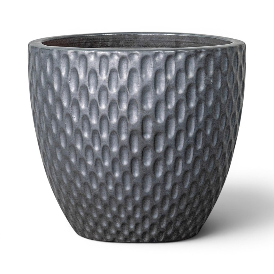 PLANTER CHERUT  GLAZED BLACK MATT MEDIUM D28H25