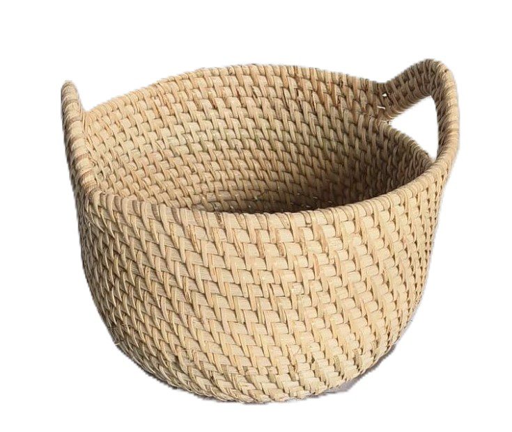 IVANA - BASKET ROUND WITH HANDLES NATURAL SMALL D20XH15