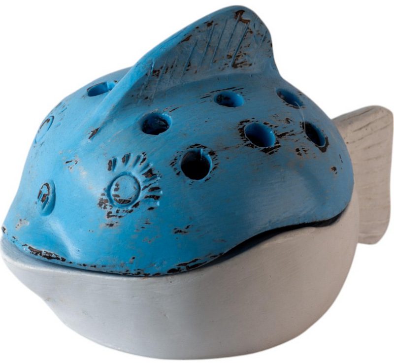 GUAJILLO - MOSQUITO COIL HOLDER FISH TERACCOTA BLUE WHITE 20XH15