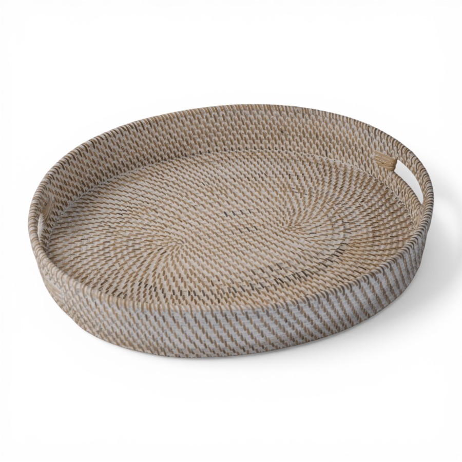 LULU - TRAY RATTAN OVAL WHITE MEDIUM 43 X 31