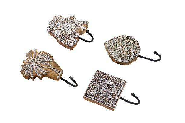 ALRUBA - PRINT BLOCK WOOD W - IRON HOOK 17 X 11 CM