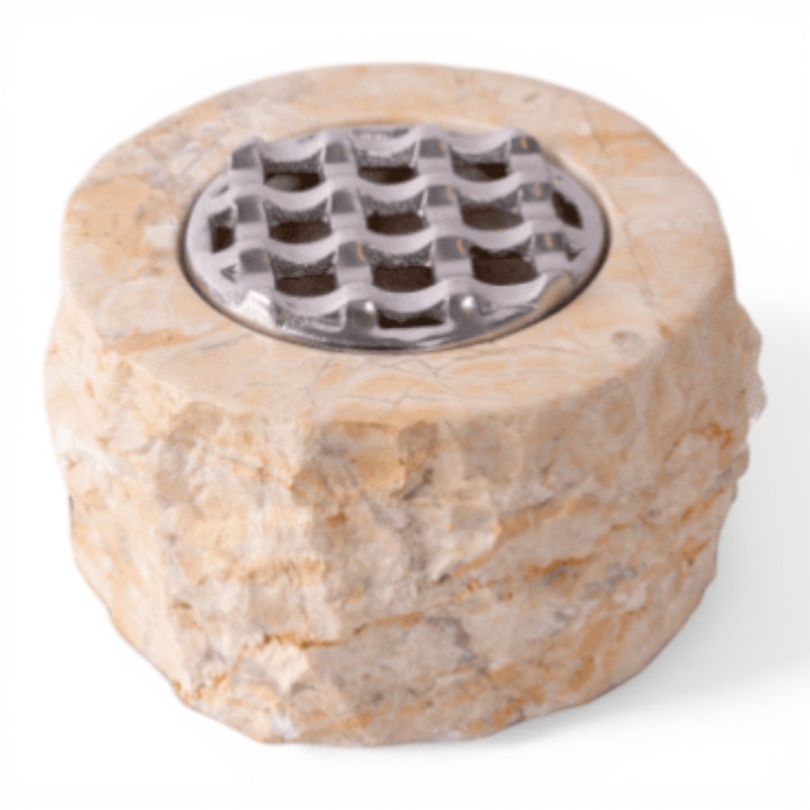 DASSIN - ASHTRAYS STONE METAL ROUND SILVER 9 HOLES