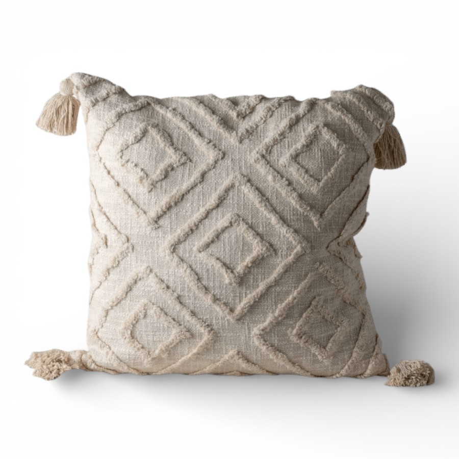BAZAR - CUSHION COVER TUFTED COTTON WITH TASSELS 50X50