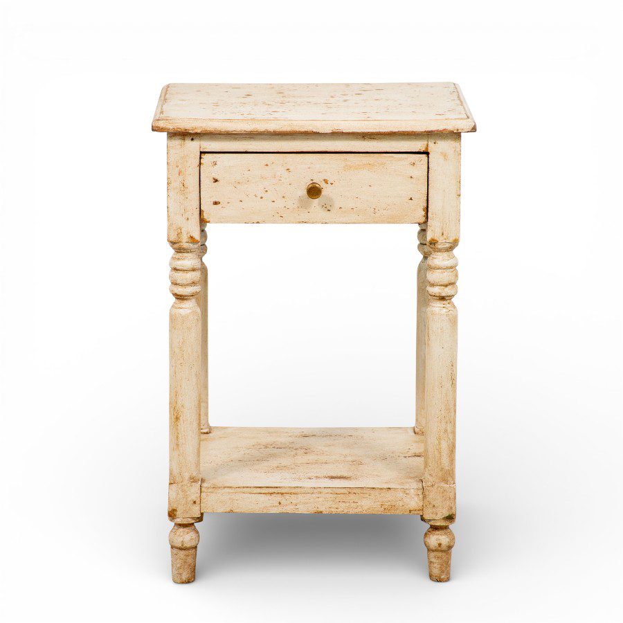 AMIT - BEDSIDE TABLE WHITE DISTRESS WOOD 40X34XH60