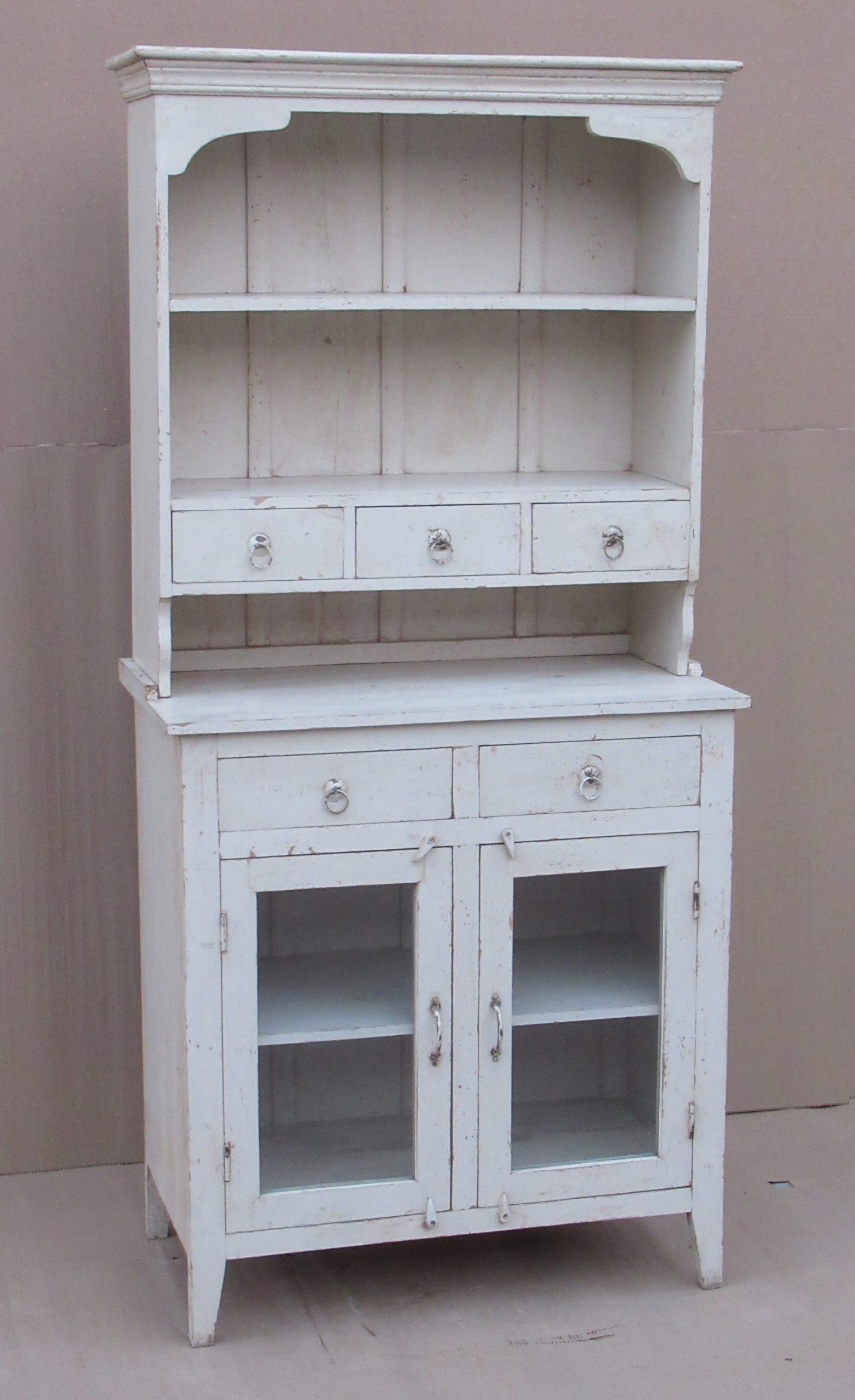 DAKRI - CABINET KITCHEN W -  SHELVES 5 DRAWERS 2 GLASS DOORS WHITE 84 X 46 X H 180 CM