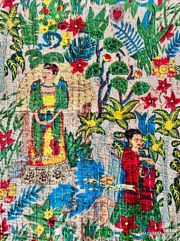 ZARDOZI - BEDCOVER CREAM PRINTED FRIDA 210X260