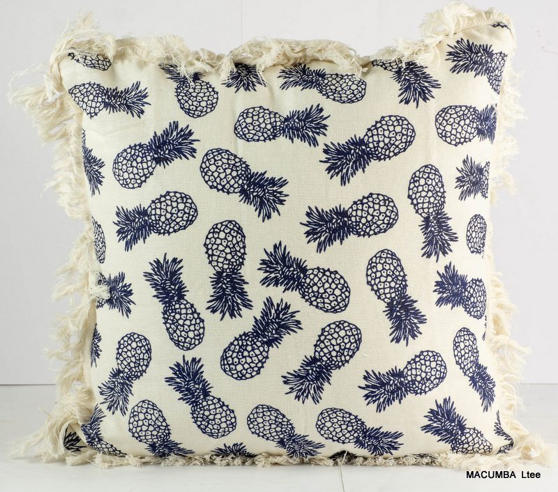 SENSU - CUSHION COVER DARK BLUE SMALL PINEAPPLE WITH FRINGE 45 X 45 CM