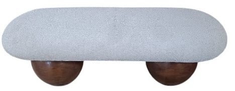 BIRJU - BENCH WITH WHITE FABRICS SEATAND BALL FEET 130 X 42 X H46