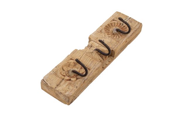 ALBERTHO COAT HANGER IN BLEACH W X 3 HOOKS 42 X 15 CM