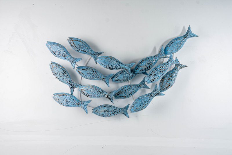 MENARA - WALL DECO FISH FLOATING WOOD BLUES80 CM