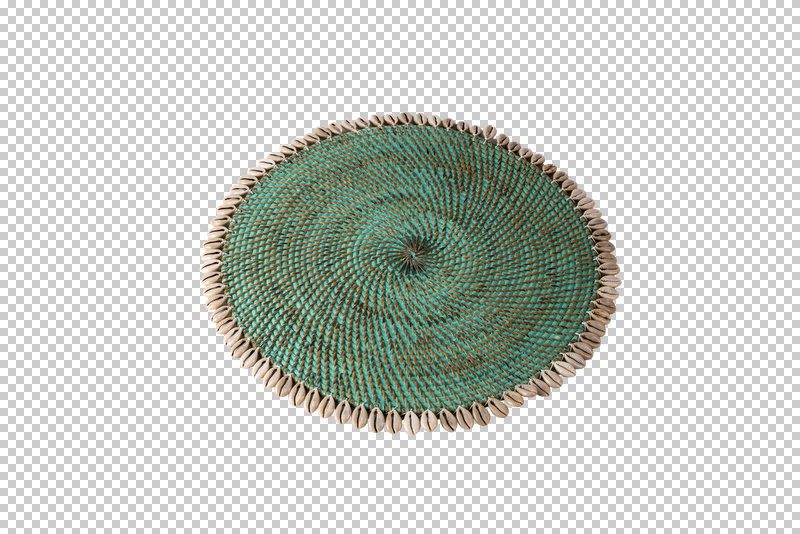 THEO - PLACEMAT RATTAN TEAL WITH SHELL D 40 CM