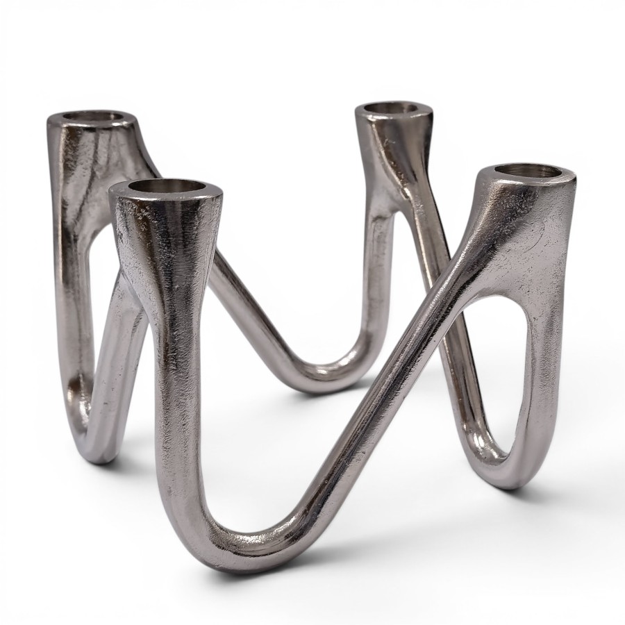 CANDLE HOLDER STAND X 4 ALUMINIUM 15X15X12
