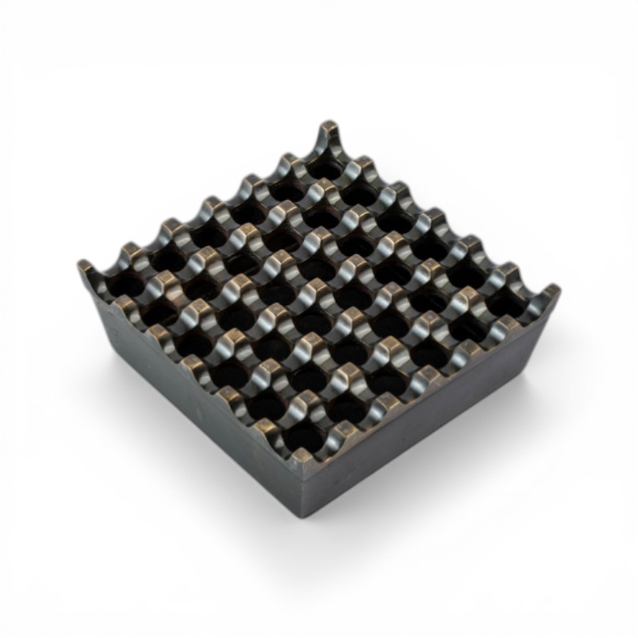 BERGUITA - ASHTRAY ALUMINIUM SQUARE ANTIQUE BLACK 36 HOLES