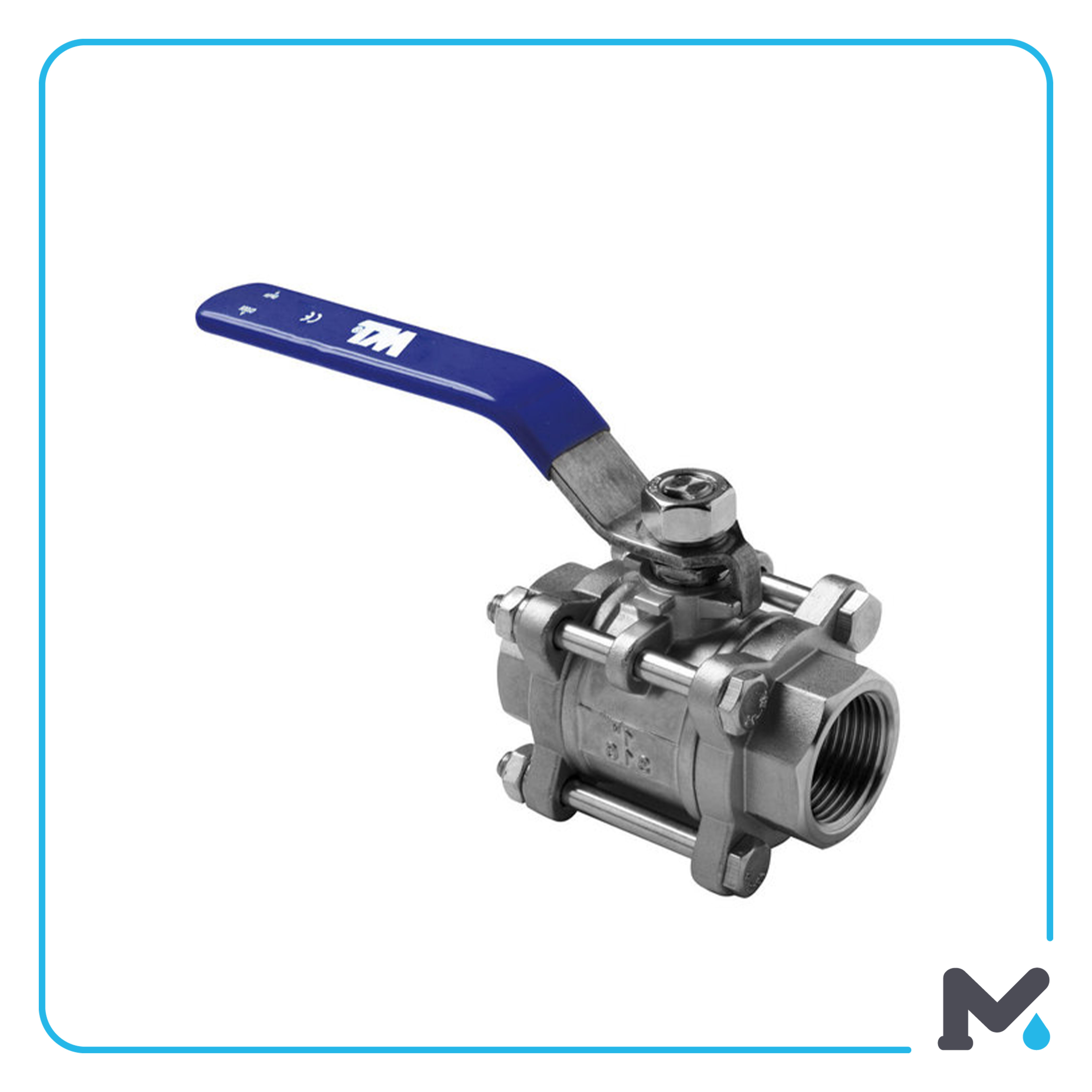 3-PIECE BALL VALVE SS316/63BAR/180° MT