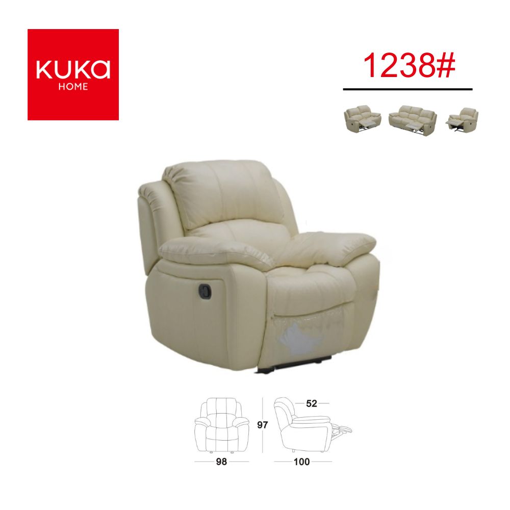 Arizona Leather + PVC 1 seater Manual Rocking Recliner- Taupe