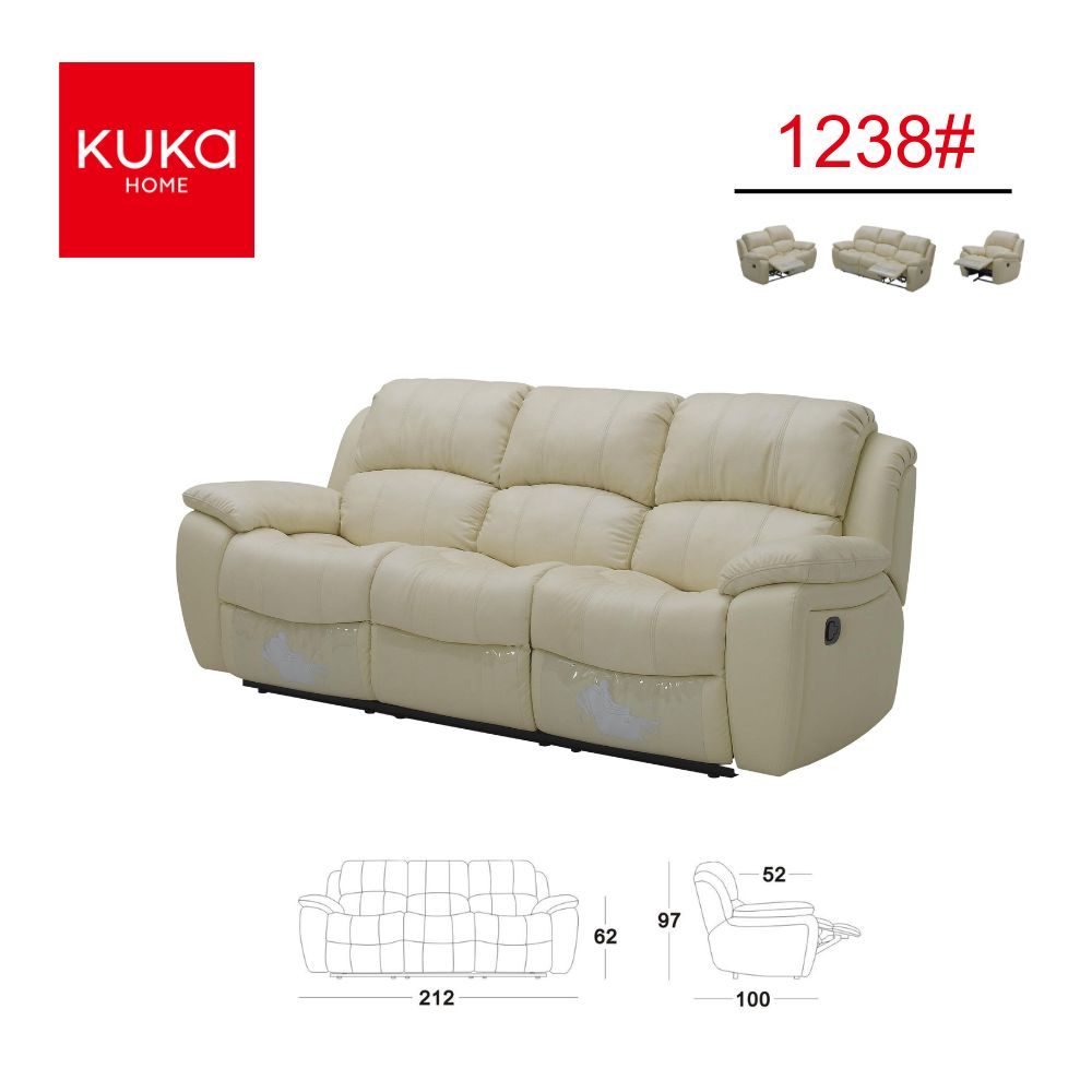 Arizona Leather + PVC 3 Seater Motion Recliner- Taupe