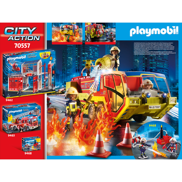 70557 - Playmobil City Action - Camion de pompiers et véhicule enflammé