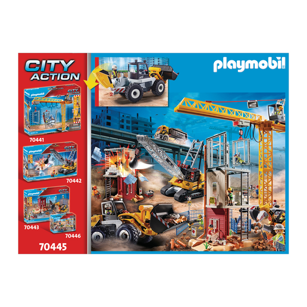 Playmobil 70441 Grue Radio-commandée avec Mur de Construction- City Action  - La Construction- La Vie de Chantier Grue : : Jeux et Jouets