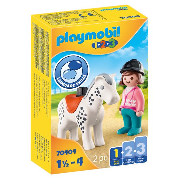 70404 - Playmobil 1.2.3 - Cavalière avec cheval