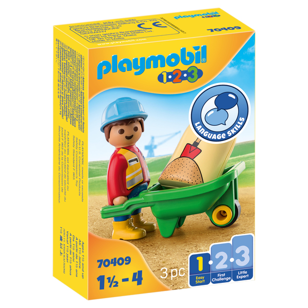 70409 - Playmobil 1.2.3 - Ouvrier avec brouette