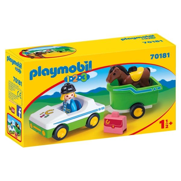 70181 - Playmobil 1.2.3 - Cavalière avec voiture et remorque