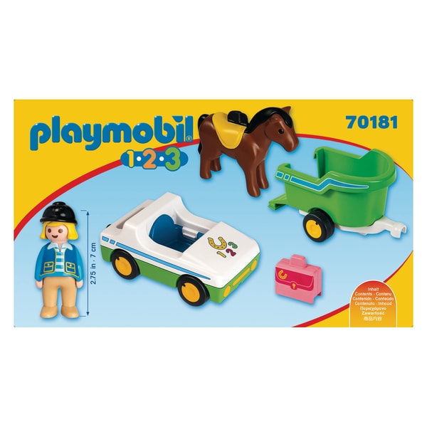 Playmobil - Voiture avec Remorque et Cheval - Playmobil