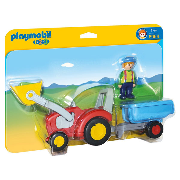 6964 - Fermier avec tracteur et remorque - Playmobil 1.2.3