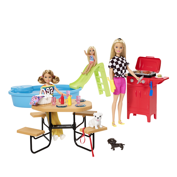 Coffret poupée Barbie - Piscine et Barbecue entre sœurs