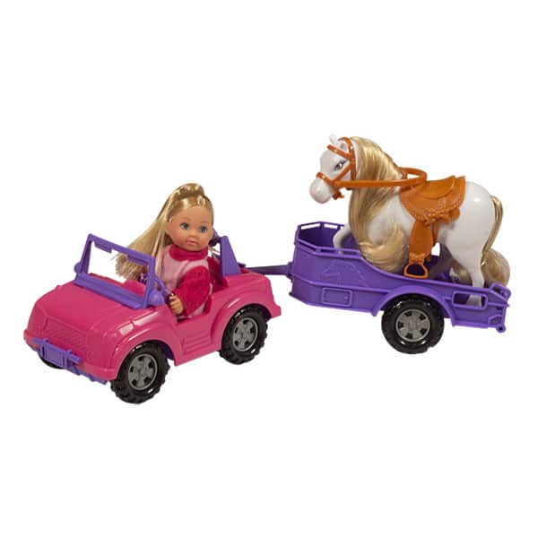 Poupée Lolly Kid avec voiture Jeep et poney