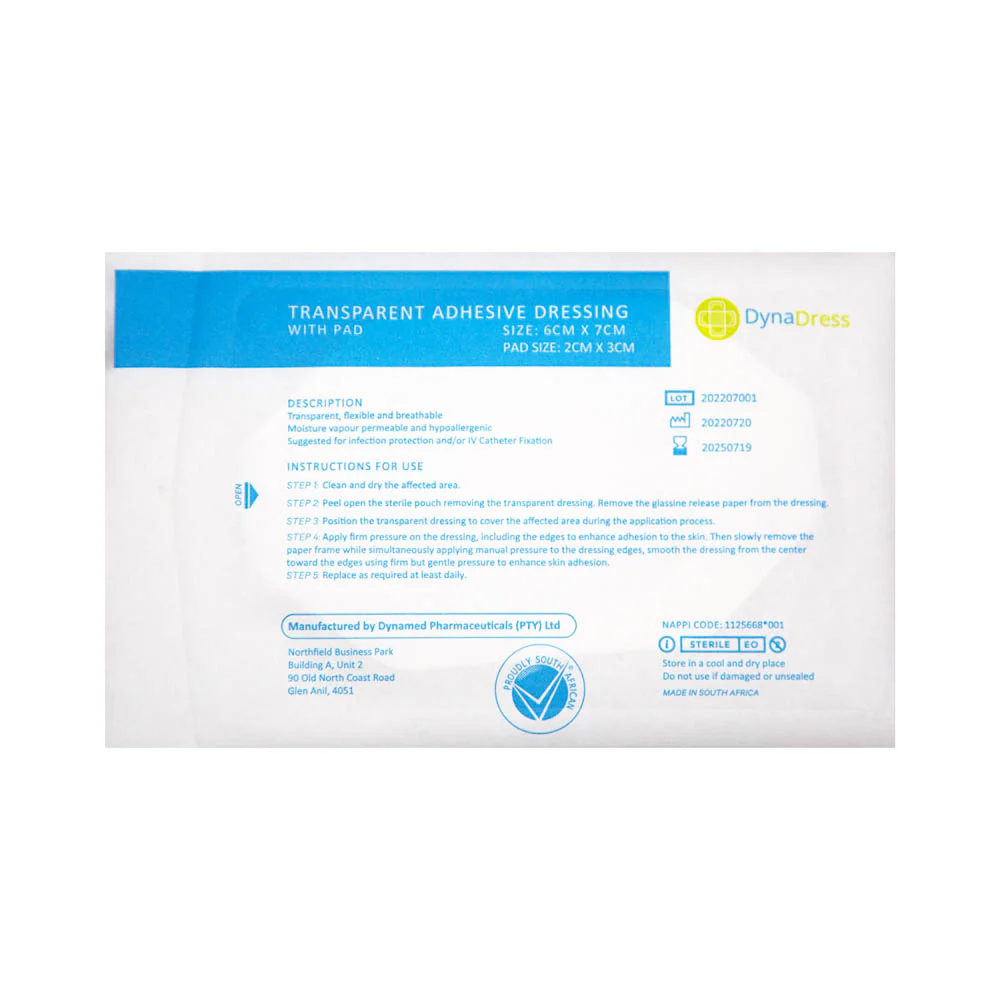 ADHESIVE TRANSPARENT FILM DRESSING WITH PAD 6CM X 7CM