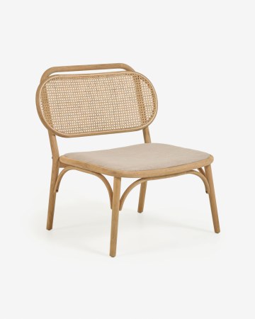 Doriane solid oak easy chair with natural finish and upholstered seat FSC Mix Credit