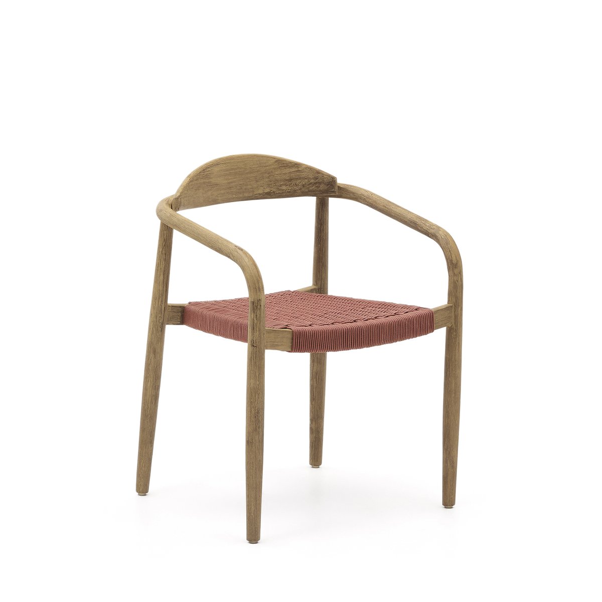 Nina stackable chair in FSC 100% solid acacia wood and terracotta rope seat