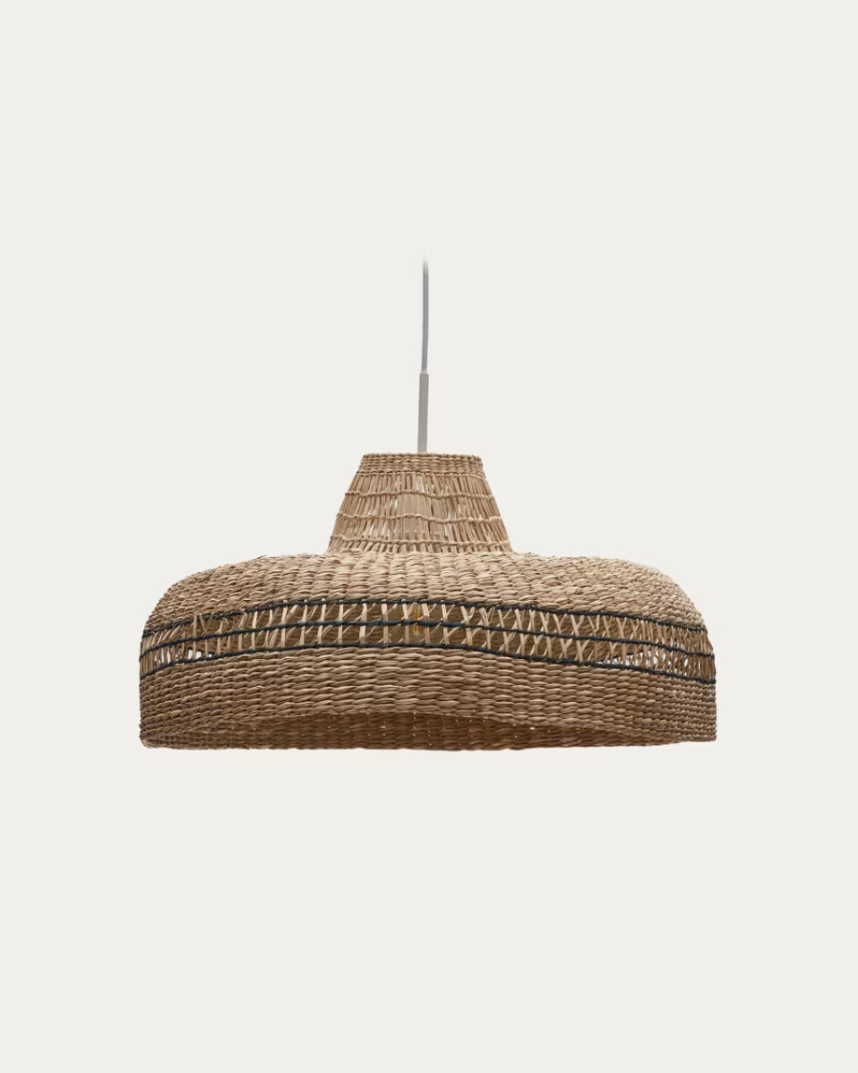 Rupia natural fiber ceiling lamp shade with a natural and black finish.  55 cm