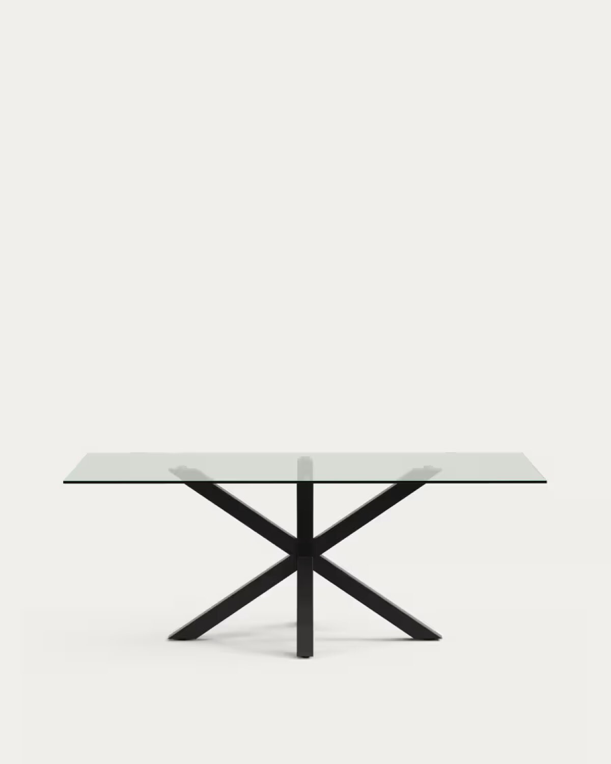 Argo glass table with steel legs with black finish 200 x 100 cm