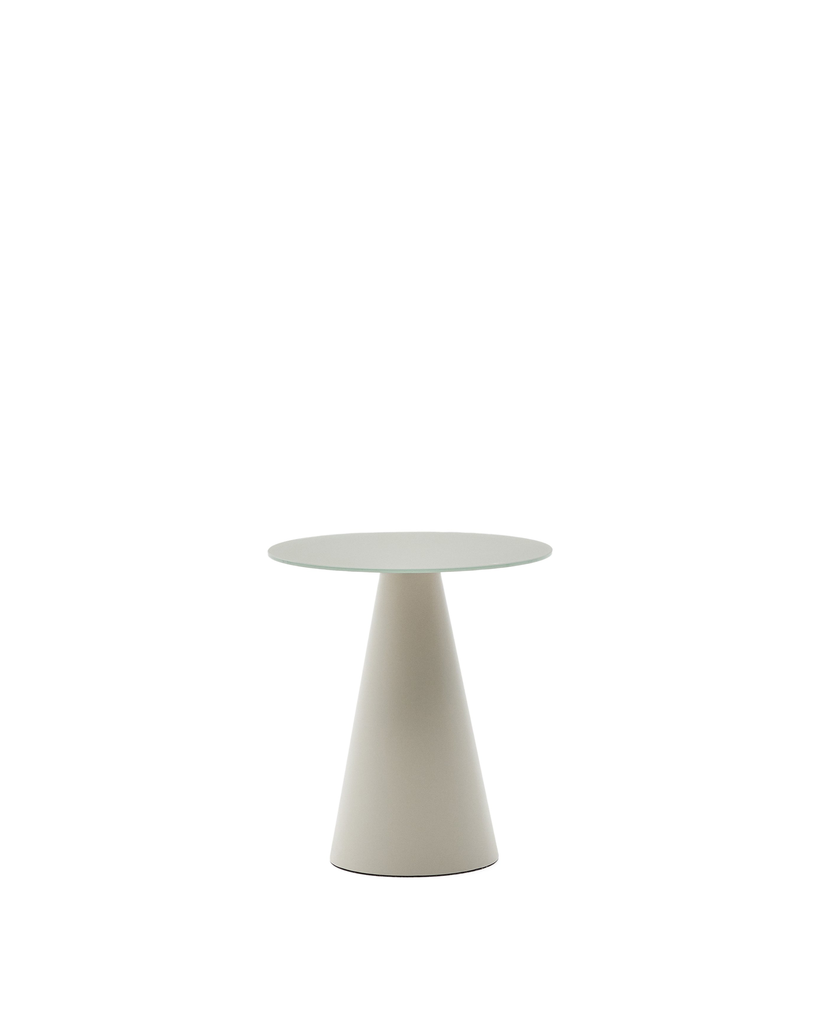 Wilshire tempered glass and metal side table with a matte grey finish.  50 cm