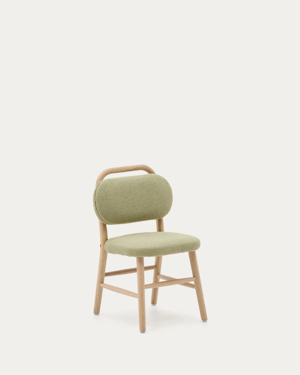Helda childes chair in green boucle and solid oak wood FSC Mix Credit