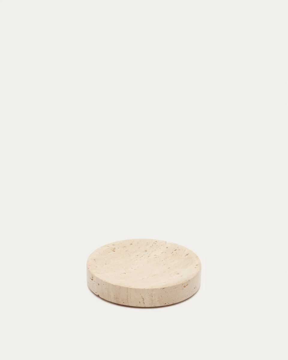 Macre beige travertine soap dish