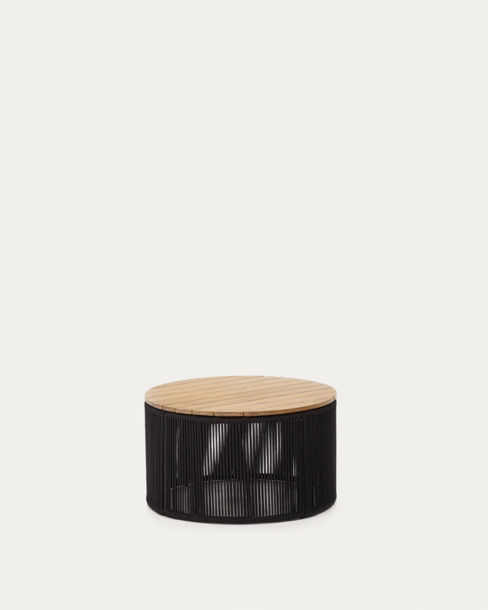Dandara coffee table made of steel. black cord and solid acacia wood. 70 cm FSC 100%