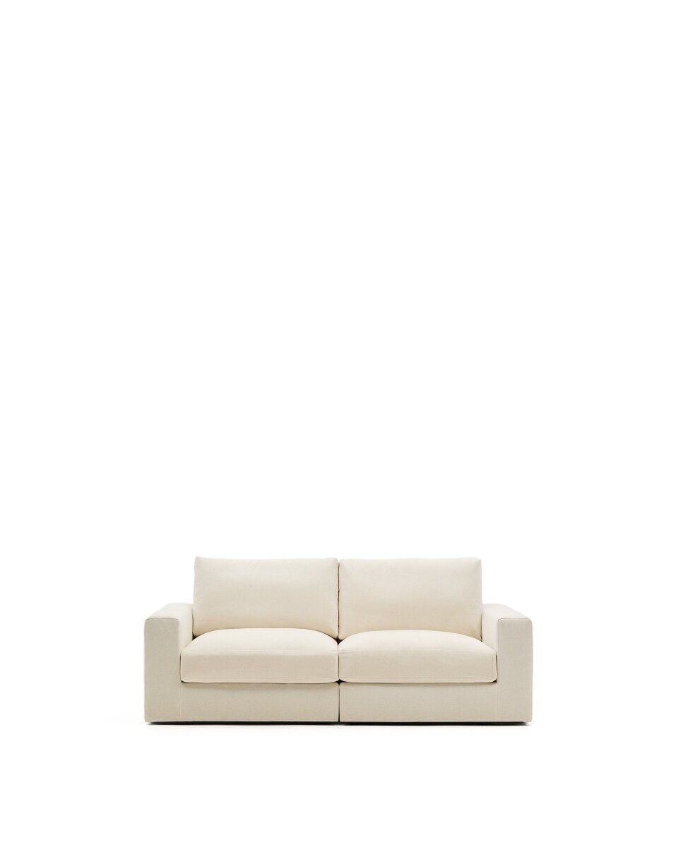 Alea ecru chenille 3-seater modular sofa with removable cover 220cm