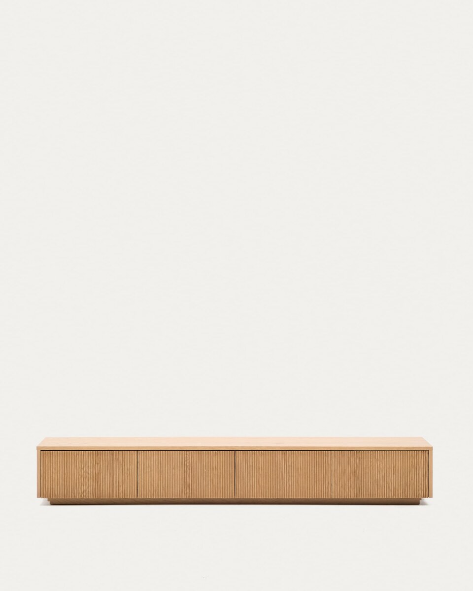 Helvine TV stand with 4 drawers in oak veneer. 200 x 30 cm FSC 100%