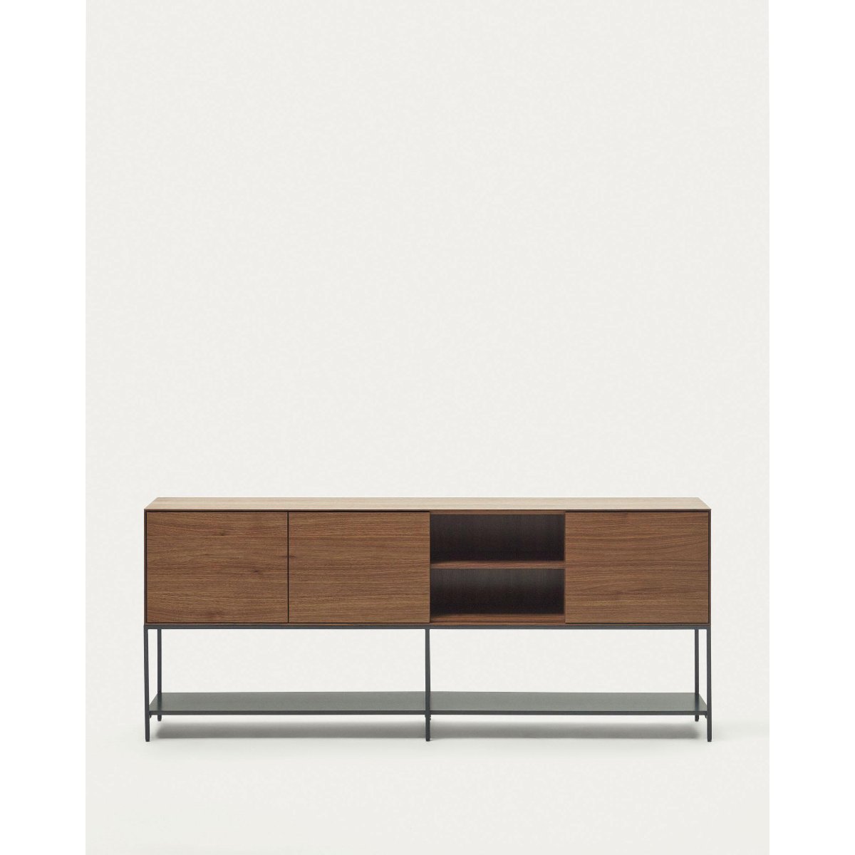 Vedrana 3 door sideboard in walnut veneer with steel legs 195 x 80 cm