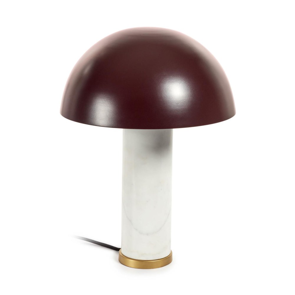 Zorione table lamp in white marble and metal. with a painted brown finish