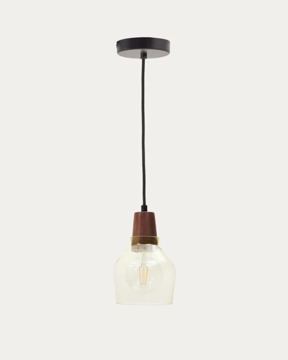 Silex green glass and walnut ceiling lamp.  13 cm