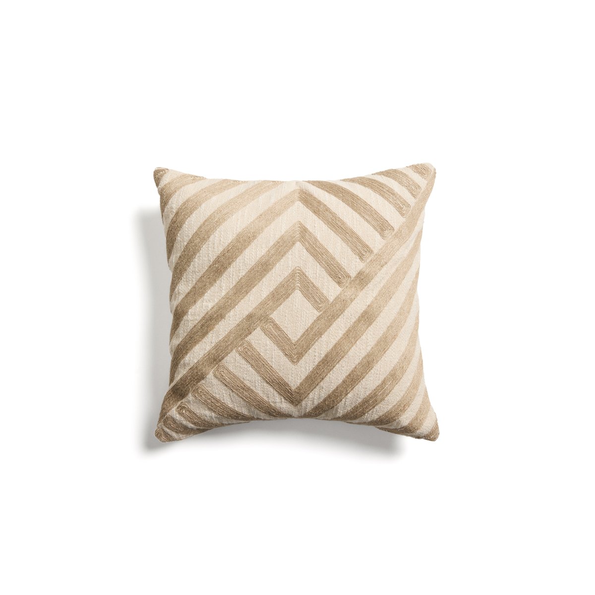 Silume ecru cotton cushion cover with beige jute embroidery 45 x 45cm