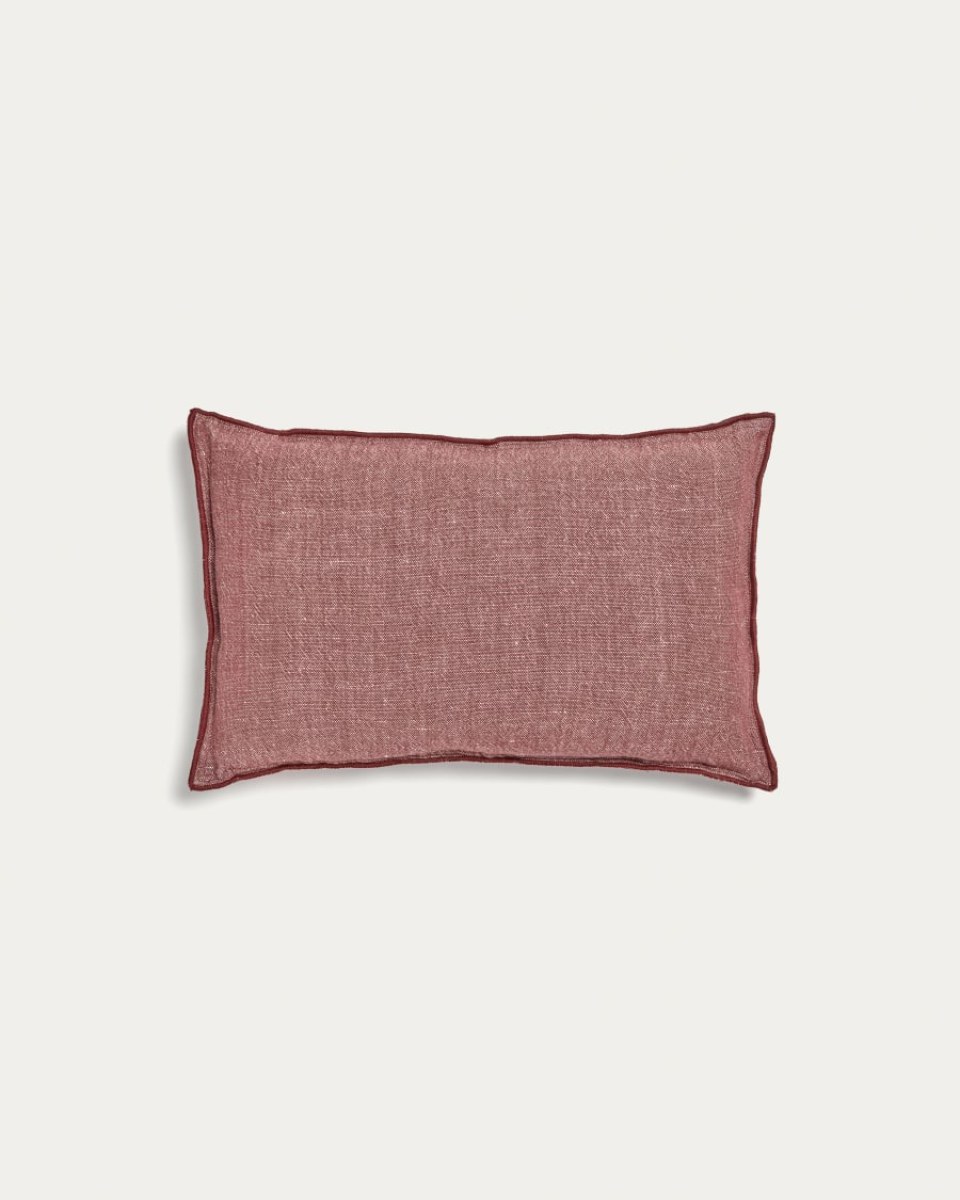 Queta cushion cover in maroon linen and cotton- 30 x 50 cm