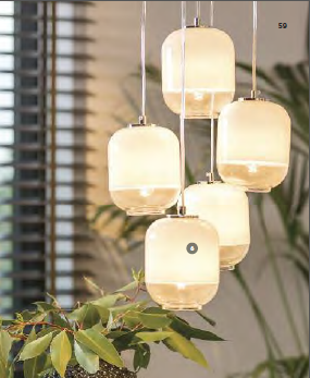 L5-G2-WH pendle glass with 5 lamps