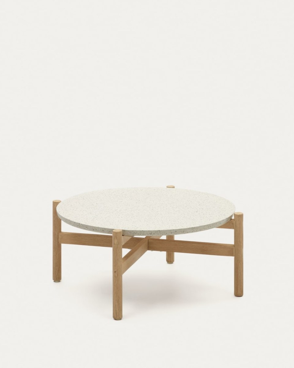 Pola solid eucalyptus wood and cement coffee table.  84.4 cm FSC