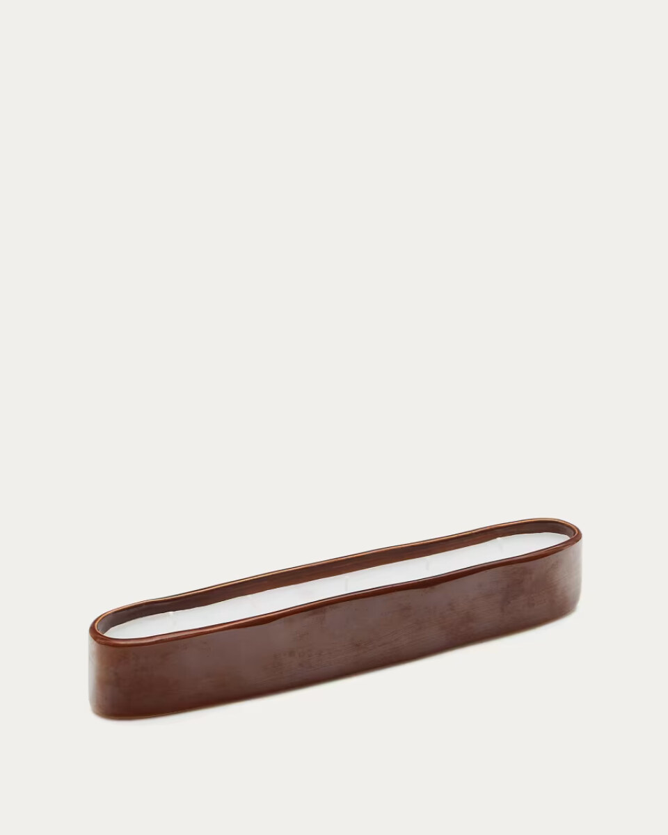 Sapira Ceramic Candle - Brown  6 x 34.5 cm