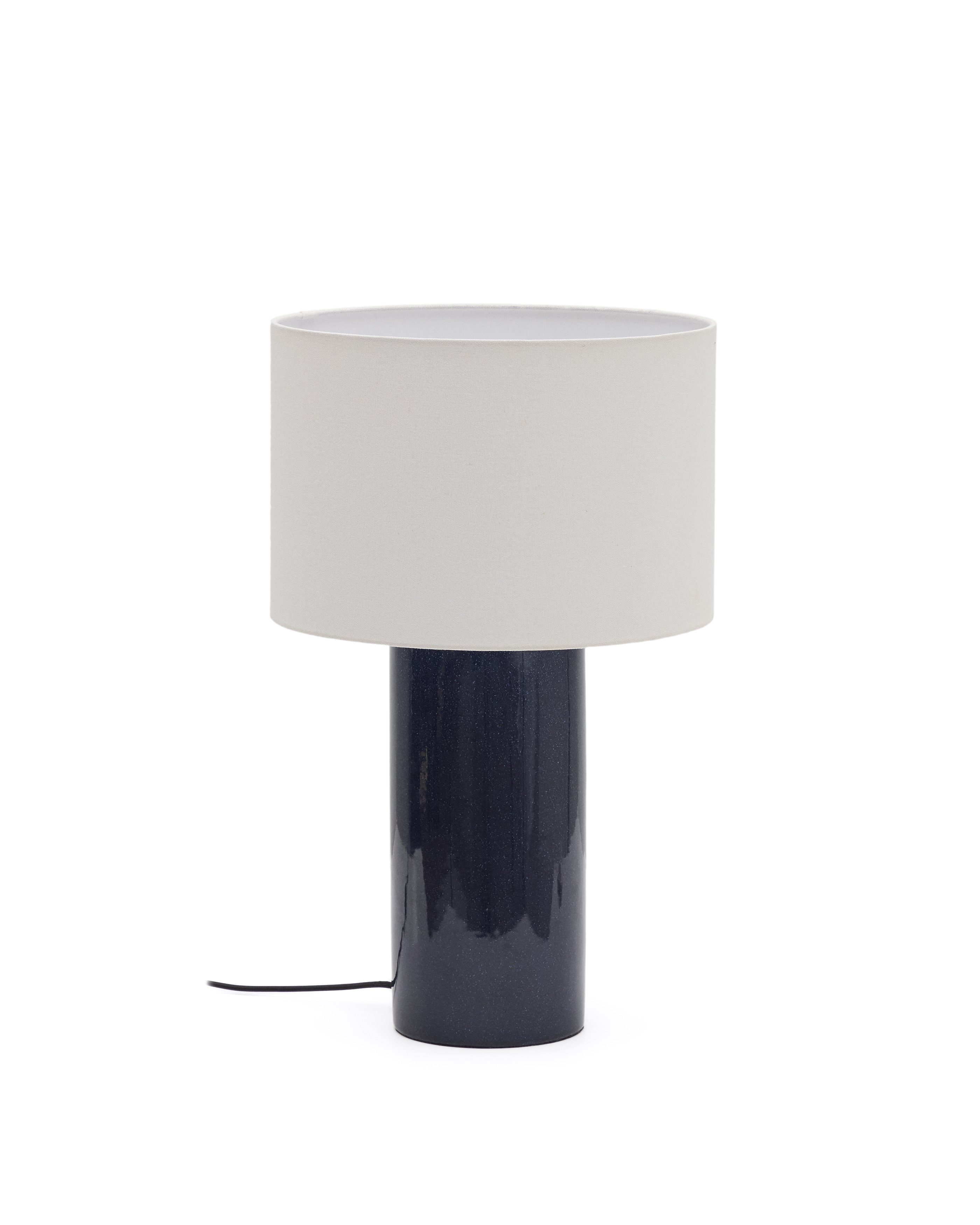 Toneric ceramic table lamp with blue finish and cotton