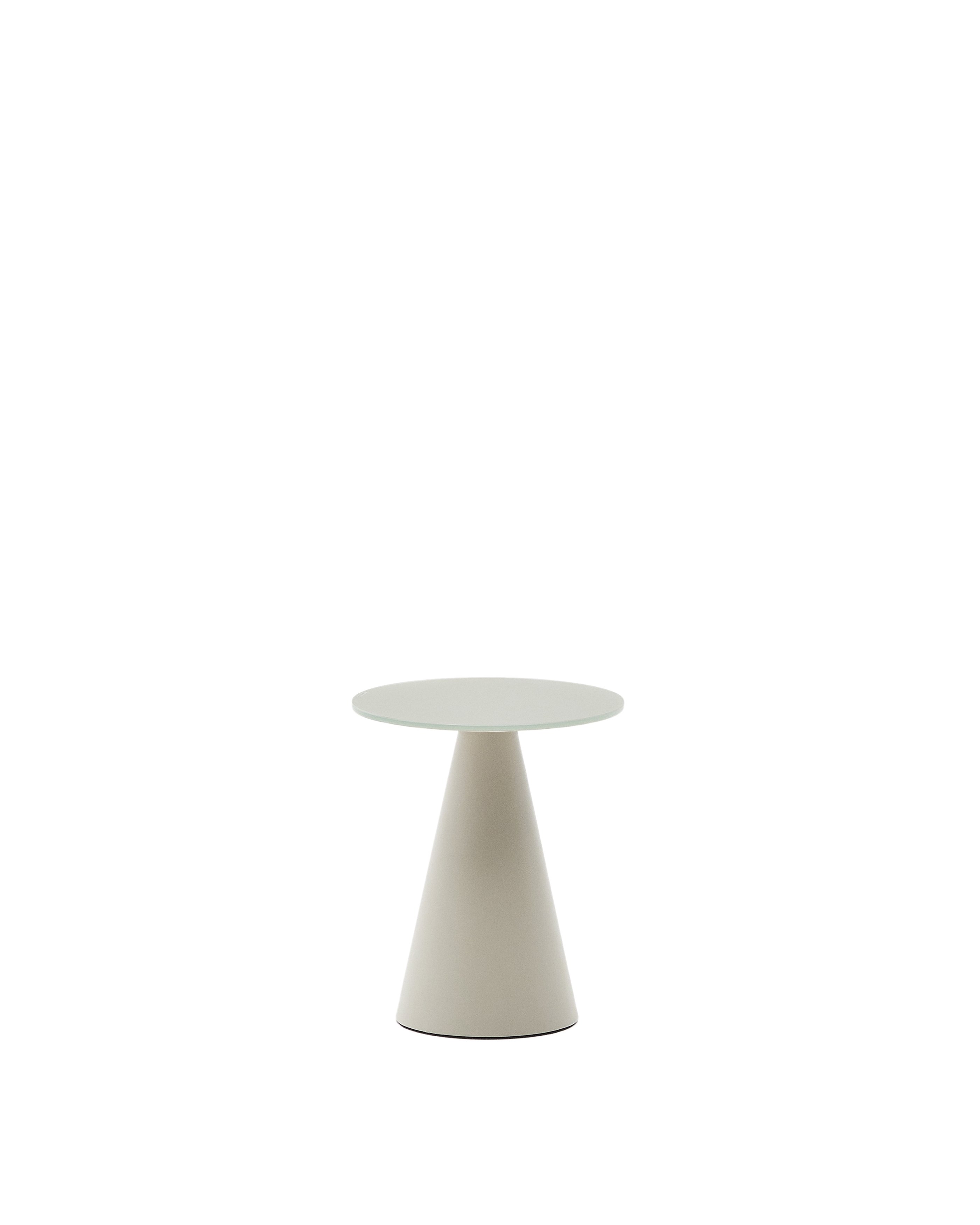 Wilshire side table with frosted tempered glass and steel with matt grey painted finish 35cm